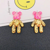 10pcs Colorful Bear Glitter Resin Charm Pendant for DIY Necklace