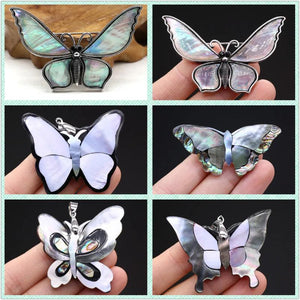 Shell Mother Oysters Necklace Pendant Butterfly Shape for DIY Jewelry Making