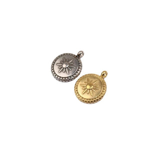 5pcs 12mm Stainless Steel Sun Coin Charms Pendant DIY Jewelry Unfading