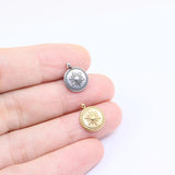 5pcs 12mm Stainless Steel Sun Coin Charms Pendant DIY Jewelry Unfading