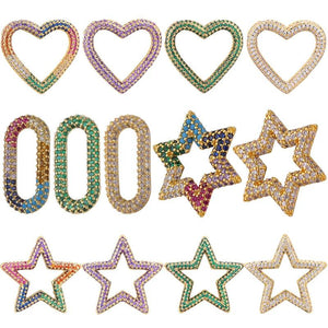 Rainbow CZ Lover Heart Star Of David Charms for DIY Pendant Jewelry
