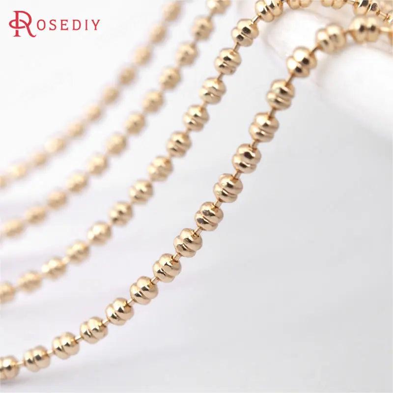 2M 1.5MM Champagne Copper Double Flat Beads Necklace Chains