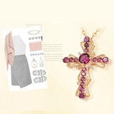 Purple Zircon Crown Cross Pendant Women's Collarbone Chain Necklace