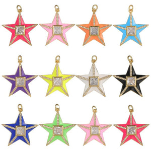 DIY Pendant Jewelry Making Supplies Colorful Pentagram Charms
