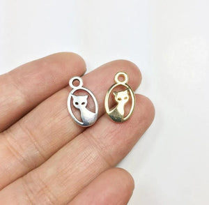 20pcs Mini Cat Charms for Jewelry Making DIY, 2 Colors