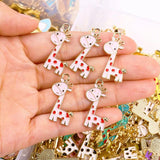 20Pcs 16*27mm Giraffe Deer Alloy Enamel Charm Pendant DIY Craft