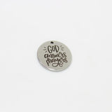8Pcs God Answers Prayers 22mm Stainless Steel Disc Charm Pendant