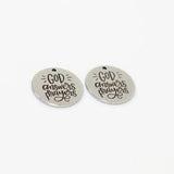 8Pcs God Answers Prayers 22mm Stainless Steel Disc Charm Pendant