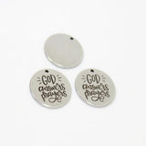 8Pcs God Answers Prayers 22mm Stainless Steel Disc Charm Pendant