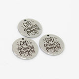 8Pcs God Answers Prayers 22mm Stainless Steel Disc Charm Pendant