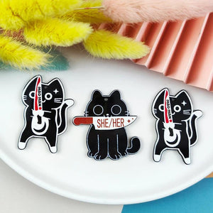 10pcs Blood Knift Cat Acrylic Charms for DIY Earring Keychain