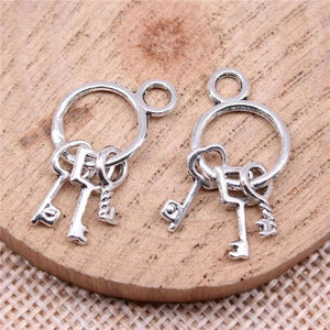 20pcs Keys Charms 25x13mm DIY Jewelry Findings Antique Silver Alloy Pendant
