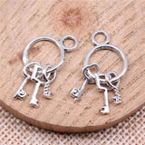20pcs Keys Charms 25x13mm DIY Jewelry Findings Antique Silver Alloy Pendant