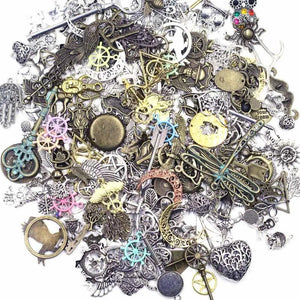 50g Mixed Theme Metal Charms Necklace Pendants DIY Jewelry Crafts Earrings