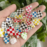 20Pcs Colorful Checkered Enamel Charms for Jewelry Making