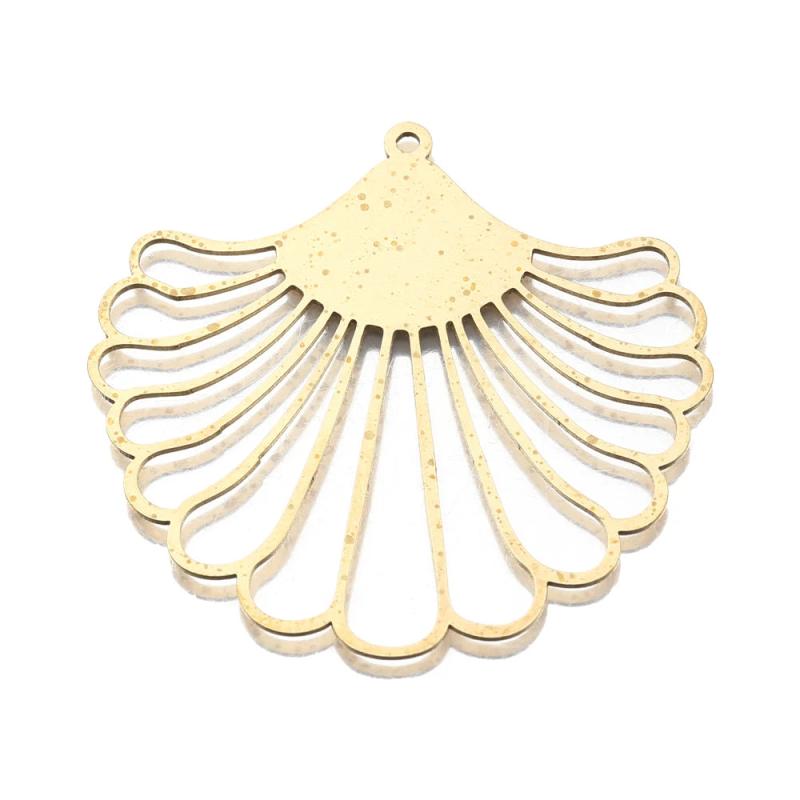 6Pcs Raw Brass Peacock Pendant Fan Shaped Charms for DIY Jewelry Making