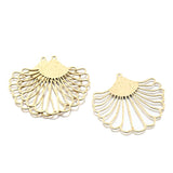 6Pcs Raw Brass Peacock Pendant Fan Shaped Charms for DIY Jewelry Making