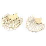 6Pcs Raw Brass Peacock Pendant Fan Shaped Charms for DIY Jewelry Making