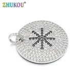 28mm Brass Cubic Zirconia Round Charms Pendants DIY Jewelry Making
