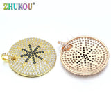 28mm Brass Cubic Zirconia Round Charms Pendants DIY Jewelry Making