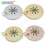 28mm Brass Cubic Zirconia Round Charms Pendants DIY Jewelry Making