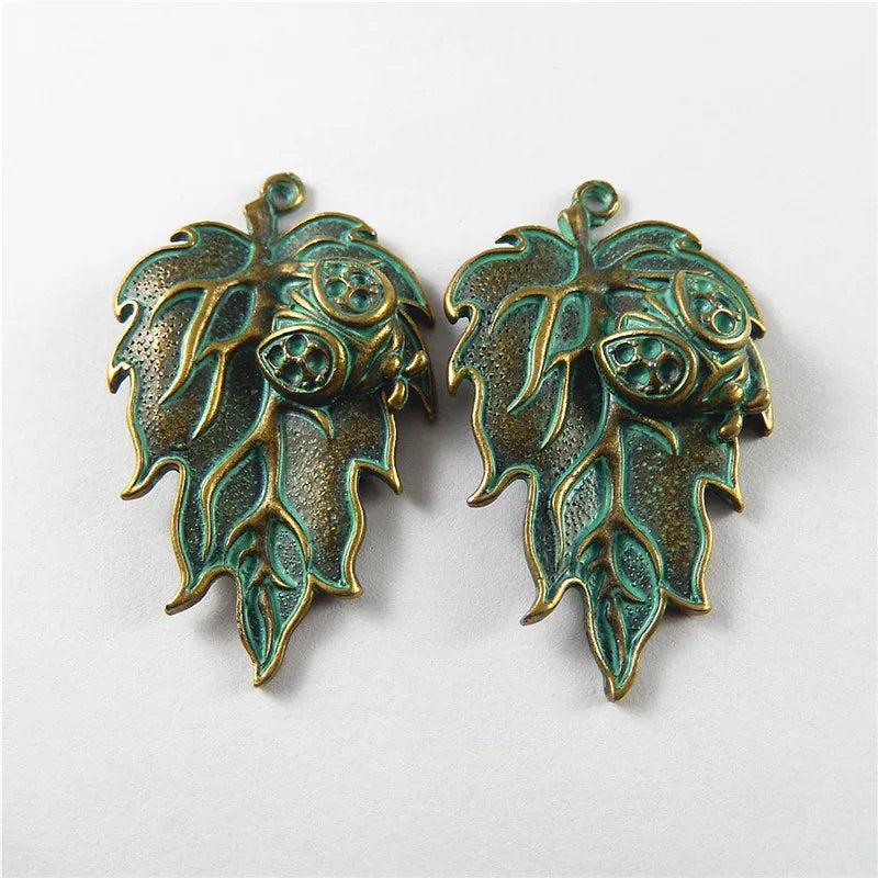 Vintage Alloy Tree Leaves Necklace Pendant Charms 45*27mm