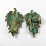 Vintage Alloy Tree Leaves Necklace Pendant Charms 45*27mm