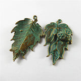 Vintage Alloy Tree Leaves Necklace Pendant Charms 45*27mm