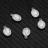 5PCS Stainless Steel Oval Jesus Charms for DIY Necklace Pendant