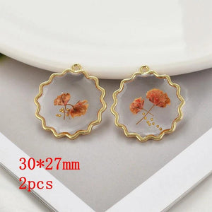 Pearl Heart Dried Flowers Charms for Jewelry Making