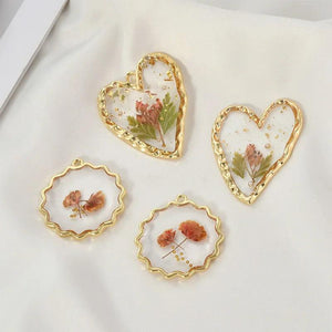 Pearl Heart Dried Flowers Charms for Jewelry Making