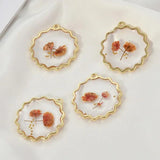 Pearl Heart Dried Flowers Charms for Jewelry Making