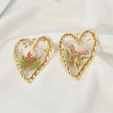Pearl Heart Dried Flowers Charms for Jewelry Making