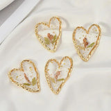 Pearl Heart Dried Flowers Charms for Jewelry Making