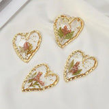 Pearl Heart Dried Flowers Charms for Jewelry Making