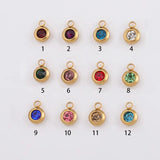 Stainless Steel 12pcs 6.5mm Birthstone DIY Charms 12 Months