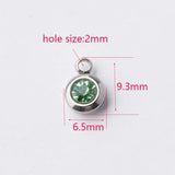 Stainless Steel 12pcs 6.5mm Birthstone DIY Charms 12 Months