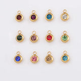 Stainless Steel 12pcs 6.5mm Birthstone DIY Charms 12 Months