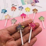 10pcs Glitter Five Star Lollipop Charm for DIY Making