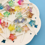 10pcs Glitter Five Star Lollipop Charm for DIY Making