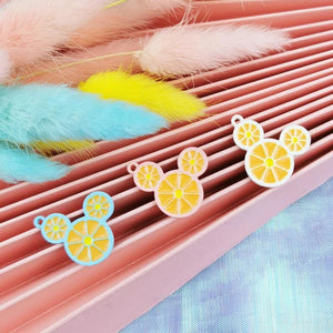 10pcs Orange Slice Mouse Head Alloy Enamel Charms