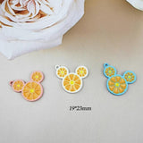 10pcs Orange Slice Mouse Head Alloy Enamel Charms