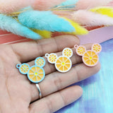 10pcs Orange Slice Mouse Head Alloy Enamel Charms