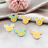 10pcs Orange Slice Mouse Head Alloy Enamel Charms