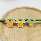 10pcs Orange Slice Mouse Head Alloy Enamel Charms