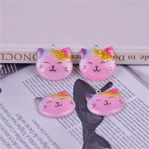 10pcs/pack Animal Bling Cat DIY Resin Charms for Jewelry Making