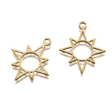 Raw Brass Sun Star Charms Pendants for DIY Jewelry Making