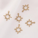 Raw Brass Sun Star Charms Pendants for DIY Jewelry Making