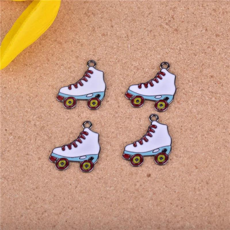 10pcs/pack Skates Enamel Metal Charms for DIY Jewelry Making