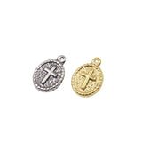 5pcs Oval Cross Coin Charms Pendant DIY Necklace Earrings Bracelets